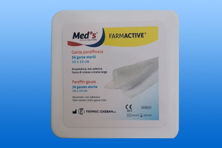Paraffinnal impregnált kötszer FARMACTIVE 10 × 10 cm
