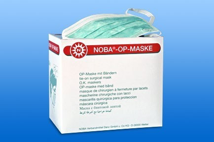 Szájmaszk NOBA OP MASKE megkötős, szemüvegeseknek zöld – termékkép