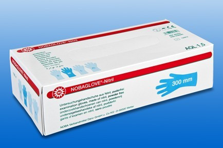 Nitril kesztyű hosszú szárral, kék, L